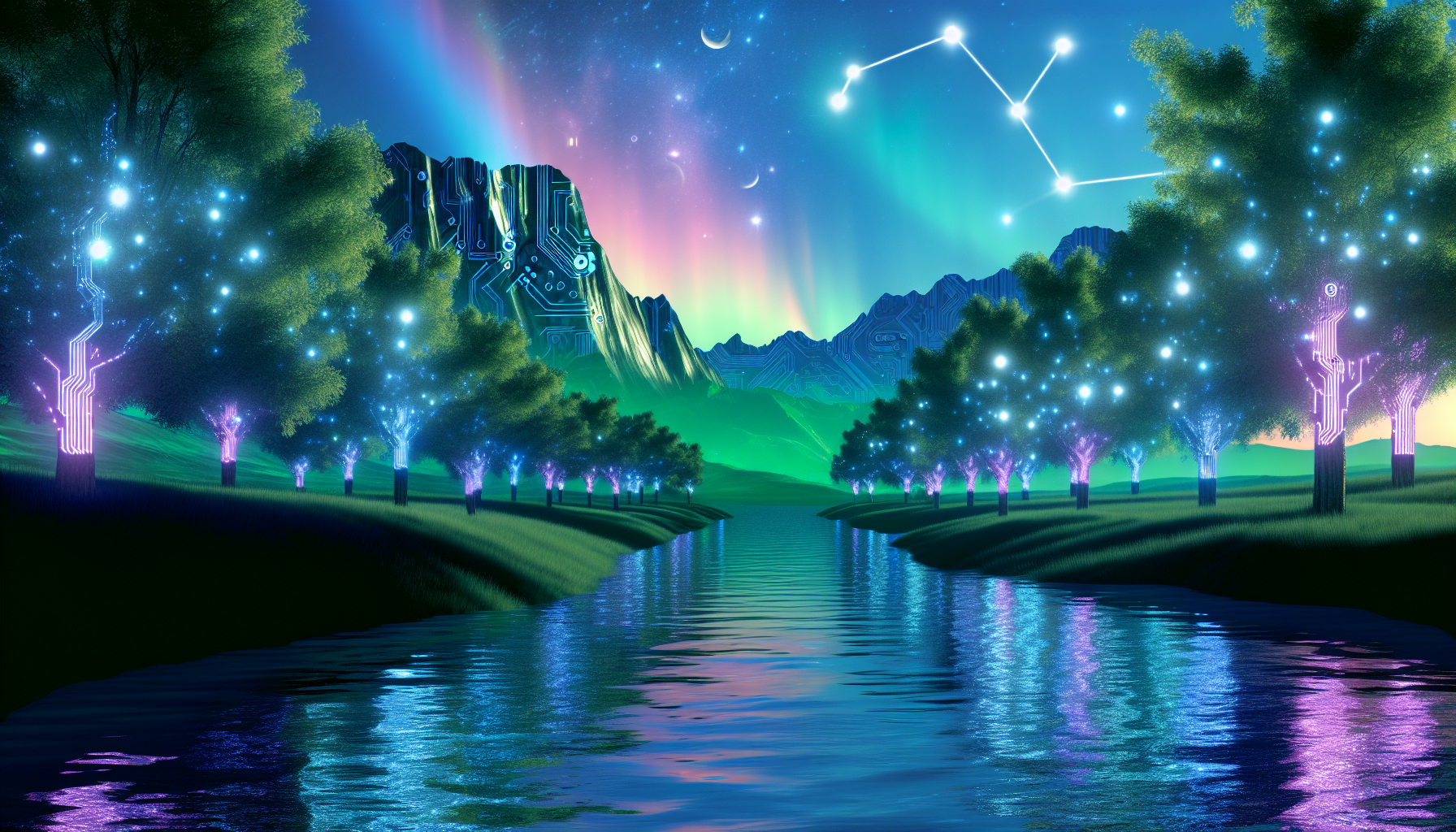 nature landscape photo related to AI genertaed content, with ZERO words in the image